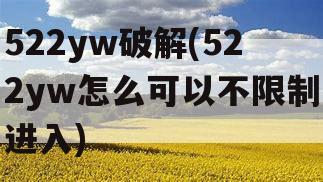 522yw破解(522yw怎么可以不限制进入)